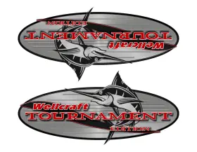 9xmarine1281rd 9xmarine 2 Wellcraft Vintage Tournament Classic Oval Vinyl Boat Stickers 15 Inch X 5 Each