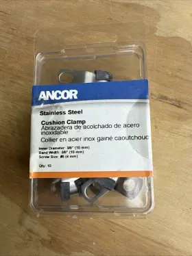 403372 Ancor Stainless Steel Cushion Clamp - 3/8 Inch 10-pack Upc 091887403374 403372 Ancor Stainless Steel Cushion Clamp - 3/8 Inch 10-pack Upc 091887403374