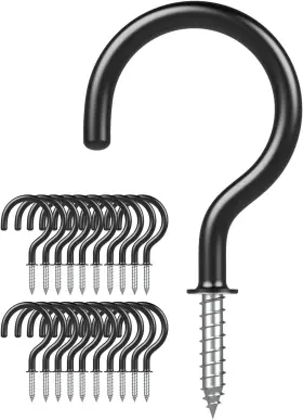 Hook-001 Argojolo Ceiling Hooks Vinyl Coated Screw 1-1/2 Inch W1.12 L2.14 Black