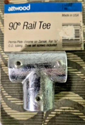 1143b3 Attwood 90 Deg. Chrome Rail Tee 7/8 Inch Od Tubing
