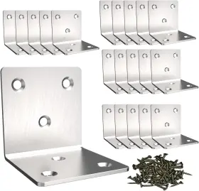 Aufuga Cornerbracket Silver 20 Stainless Steel Corner Bracket Joint Right Angle 2x2x2 Inch