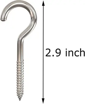 As-1909082038 Axe Sickle 3 Inch Heavy Duty Large Screw Hook Ceiling Cup Silver #2