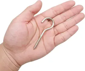 As-1909082038 Axe Sickle 3 Inch Heavy Duty Large Screw Hook Ceiling Cup Silver #3