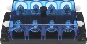 189-c-ve Be In Your Mind 1pc Blue Transparent 4-way Car Fuse Holder Compatible With Mega