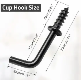 Qy20240426-202 Biaungdo 100 Pack 1/2 Inch L Hooks Black Screw In Small #2