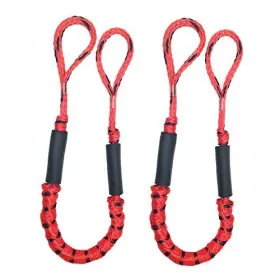 Dockline170cm-rs2ea Bling Mooring Rope Bungee 3.5ft Stretches To 5.5ft Red& Black Spot