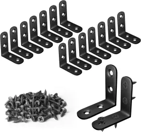 Blingstar 655100546479 L Bracket Stainless Steel Corner Brace 16 Pcs 16pcs Black