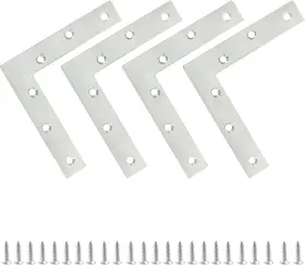 Jr241126042 Bonsicoky 4 Pack L Shape Flat Bracket 4.7 Inch X 120mm Silver
