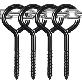 26012 Brand Aughoa 5 Inch Heavy Duty Eye Hooks 4 Pcs Bolts Screw In Stainless Black