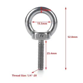 02-012-024 Brand Eowpower 5 Pieces Stainless Steel 304 1/4 Inch - 20 X 1 Lifting Ring #2