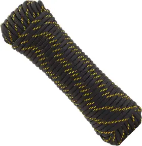 Built Industrial 194425477872 3/8 Inch X 100 Ft Diamond Braided Rope For Knot Tying Black Yellow