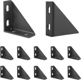 Rh15622 Cdfyjhfdq 12 Pcs 90 Degree Gusseted Fittings 4 Hole Right Angle Connector Black