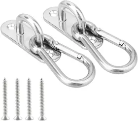Chnee 782500181709 2 Set Heavy Duty Hanger Swivel Carabiner Hammock Wall And 6x4x2 Inchs Silver