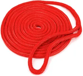 Crown Sporting Goods 796520355088 15-foot Double Braided 3/8 Inch Thick Nylon One Red