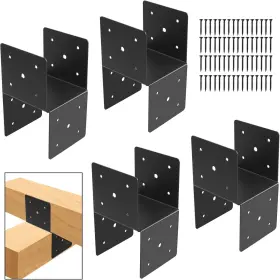 2uzj6x6 Cygivc 4 Pcs Deck Post Caps Tie Brackets 6ftftx6ftft Ineer Size 5.6 Inch X Black