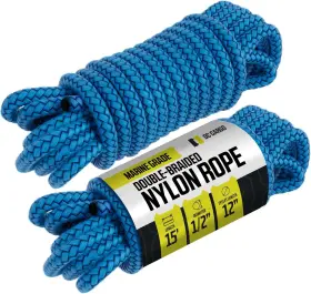 1215mru-2 Dc Cargo Mall Boat Dock Lines 2 Pack 1/2 X 15ft Double Braided Inch 15&apos Blue
