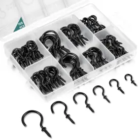 Tomg-22609 Eienhoshi 105 Pcs Screw Hooks 6 Sizes Black Cup For Hanging