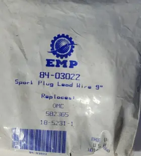 84-03022 Engineered Marine Products Emp Spark Plug Lead Wire 9 Inch Replaces Omc 582365