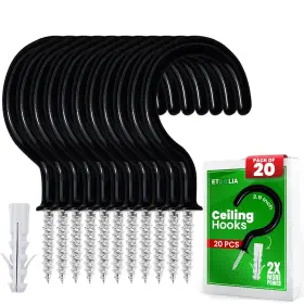Etoolia 718115008933 Ceiling Hooks For Hanging 20 Pcs 2.9 Inches Black