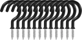Vyhook-bk-2in Fipoque 2 Inch Ceiling Hooks Vinyl Coated Screw-in Cup Hook For Inches Black