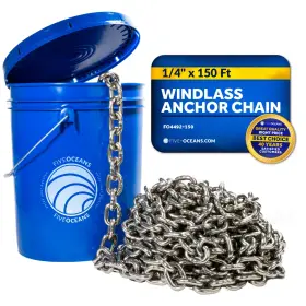 4492-m150-ns Five Oceans 1/4 Inch X 150ft Windlass Boat Anchor Chain Ht G4 Stainless Steel - Fo4492-m150