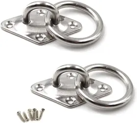 Flomore 735314135840 M8 Ceiling Hook Pad Eye Plate 304 Stainless Steel Wall Mount With Ring