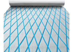 Focean Ts-162 Boat Flooring - Eva Foam Sheet Gray With Blue Lines 94.5 X 15.7