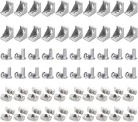 Qi-4040 Forrcky 20sets 4040 Aluminum Extrusion Connectors 40 Series Corner Silver