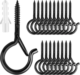 Fsah 752790026929 Q Hangers 25 Pcs Screw-in Hooks For Outdoor String Lights Black