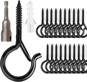 Fsah 791809671231 48 Pcs Q-hanger Hooks Screw For Outdoor String Lights Black