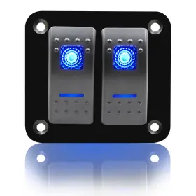 Fxc1100 Fxc 711202594937 Rocker Switch Aluminum Panel 2 Gang Toggle Switches 2gang Blue