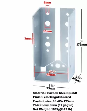 Mw52-t2 Gbgs 2 Pcs 4x8 Concealed-flange Joist Hanger Thickness 3mm 11 Gauge Silver #2