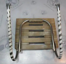 Gb513013742 Gbp Marine Boat Teak Swim Platform 17 5/8 Inch X 13 7/8 With 1 Step Folding Ladder