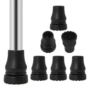 Glectg 748327996582 6 Pcs Rubber Cane Tips 3/4 Inch - Non-slip With Enhanced Grip Black