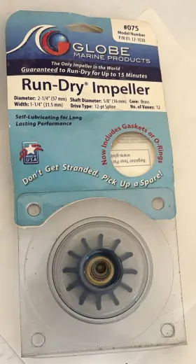 01-12-1010 Globe 01-12-1030 New 075 Run-dry Impeller 12-blades P/n #01-12-1010 Includes Gaskets
