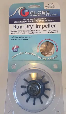 01-12-1480 Globe New 625 Blue Run-dry Impeller Keyway 12-blades #01-12-1480
