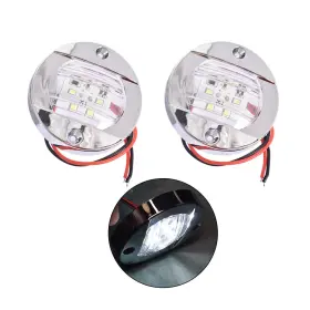 Gg2565540e Globegarage 2 Round 3 Inch Marine Boat Led Stern Transom Lights Cabin Deck Courtesy Light White