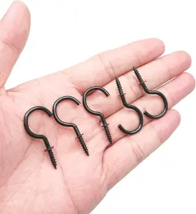 Go-2204141347 Goiio 100 Pieces 1 Inch Ceiling Hooks Black Zinc Plated Metal #2