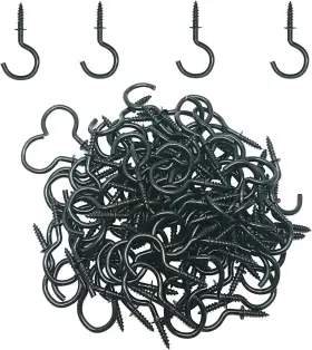 Go-2204141347 Goiio 100 Pieces 1 Inch Ceiling Hooks Black Zinc Plated Metal