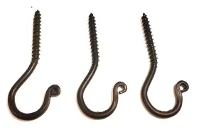 5013 Hand Crafted 3 Pack Wrought Iron Ceiling Hook Screw Country Primitive D Cor Hardware Black