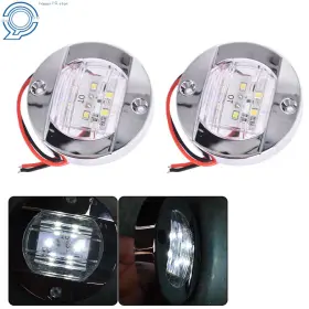 Hp57012 Happy19star 2x Round 3 Inch Marine Boat Stern Transom Lights White 6 Led Courtesy Cockpit Light