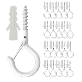 Hedgbobo 783761430155 20 Pack Q Hanger Hooks With Safety Buckle Rustproof Screw 2.2 Inch White
