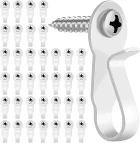 Hi Gift 602024963639 36 Pack Light Hanger Hooks White Stainless Steel Screw In