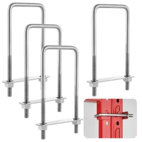 8817198 Homaisson 4 Pcs Square U Bolts 3/8 Inch 3 7 Stainless Steel Clamp With Nuts 4pcs