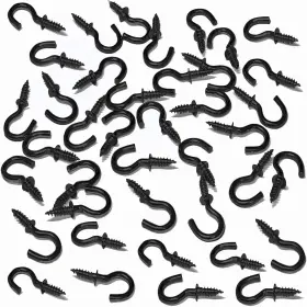 2411061418 Hulless 100 Pcs 1/2 Inch Metal Cup Hooks Ceiling Screw Count Black