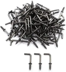 Idealsv 738634762864 100 Pcs Black Bronze Screw In Hooks Small 5/8 Inch L Shape 1