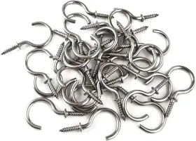 Ch-g1-30 Idealsv 30 Pcs 304 Stainless Steel Screw Ceiling Hooks 1 Inch Cup Pack Silver