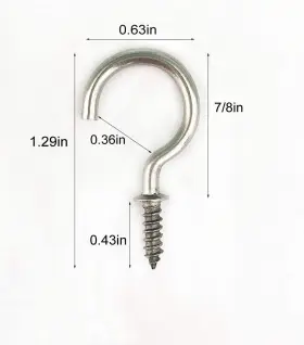 Ch-g78 Idealsv Screw Ceiling Hooks Stainless Steel 7/8 Inch Cup #3