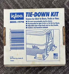 36-162 Igloo 9798 White Cooler Tie Down Kit Fits Quart Coolers
