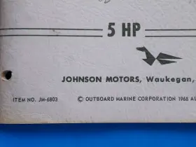 Jm-6803 Johnson 1968 Outboard Motor Service Manual 5hp No #3